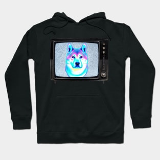 Vaporwave Shiba Inu in Television Hoodie